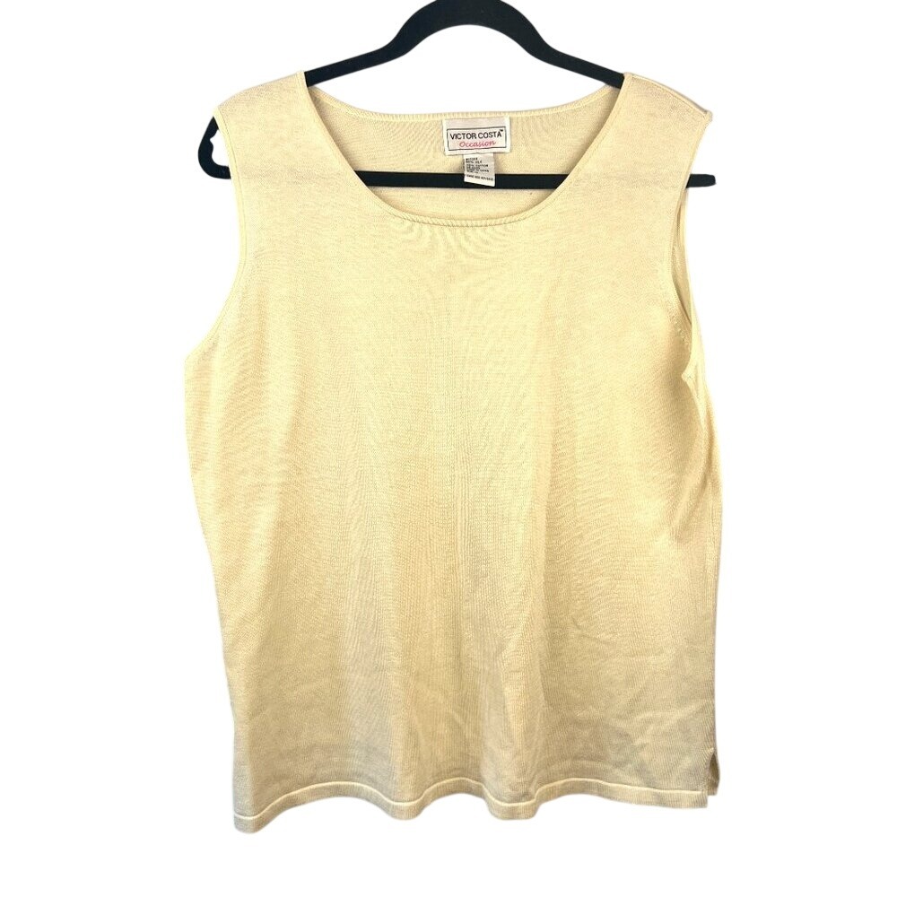 Vintage Victor Costa Occasion Silk Blend Off-white Sleeveless Top‎ Size 1X